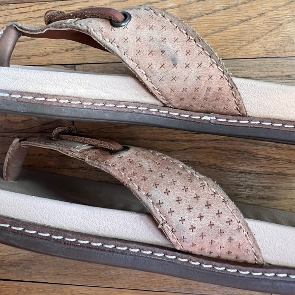 Womens Sperry boat sandals Flip flops tan leather size 7 plushwave - Picture 5 of 8